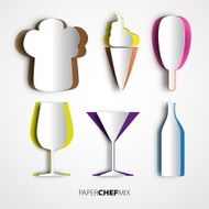 Paper cut chef mix hat icecream cup and bottle