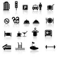 Hotel icons set in black