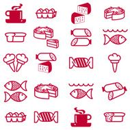 set icons on the food theme