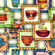 Tea cups and pots frame unique design
