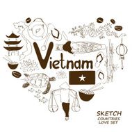 Vietnamese symbols in heart shape concept N2