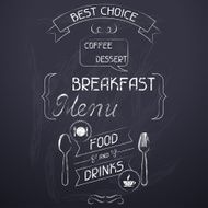 Breakfast on the restaurant menu chalkboard