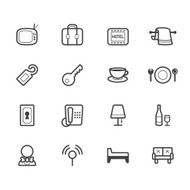 hotel element vector black icon set on white background