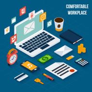 Workplace elements isometric