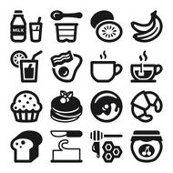 Beakfast flat icons Black
