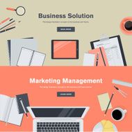 Set of flat design concepts for business and marketing management