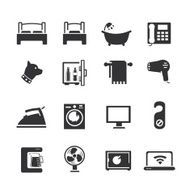 Hotel Room And Services Icon Set