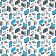 seamless isometric office and multimedia icons N2