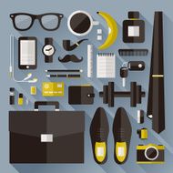Modern businessman essentials Flat design elements with long shadow