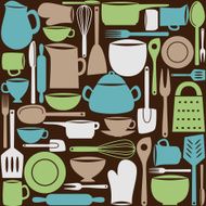 Kitchen utensils seamless pattern