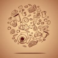 Hand drawing coffee circle