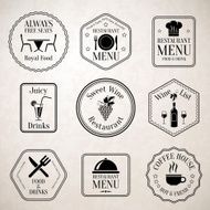 Restaurant menu labels black