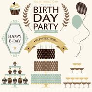 Vector set of birthday celebration or holiday icons N3