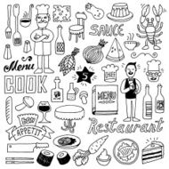 Restaurant doodle set 2 Hand drawn Vector illustration