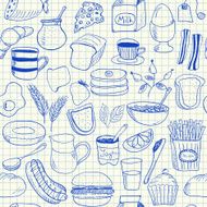 Breakfast doodles seamless pattern