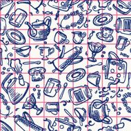 sketched dishes seamless pattern