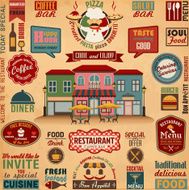 Collection of Restaurant Design Elements Vector Illustration