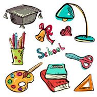 Back to school education icons cartoon set