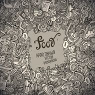 Abstract vector decorative doodles food background