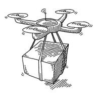 Flying Drone Parcel Delivery Drawing