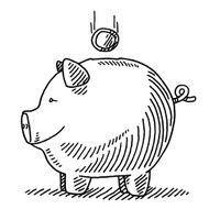 Finance Piggy Bank Falling Coin Drawing