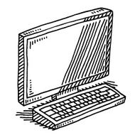 Computer Terminal Monitor Keyboard Drawing