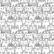 Christmas cats seamless pattern