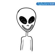alien cartoon icon hand drawn vector illustration