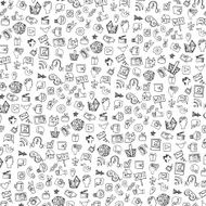 Social Media Icon pattern background Doodle sketchy Notepaper
