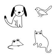 Cute pets colouring illustration set