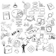 hand draw doodle web charts business finanse elements
