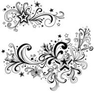 Ornate stars in black and white
