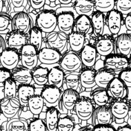 Seamless pattern with people crowd for your design