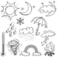 Weather icon collection in black and white