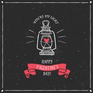 Valentine&#039;s day greeting card with lamp and lettering