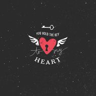 Valentine&#039;s day greeting card with heart and lettering