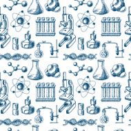Chemistry equipment sketch seamless