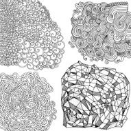 Variety of abstract doodle patterns isolated on white