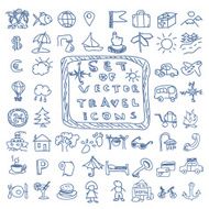 Set of travel vector doodles icons