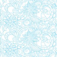 Doodle style seamless pattern with floral elements