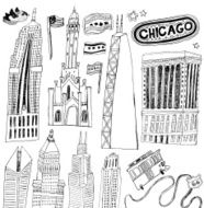 Famous buildings of Chicago Illinois USA