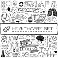 Hand drawn medical set of icons