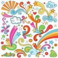 Psychedelic Notebook Doodles Vector Set