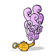 cartoon genie in lamp