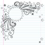 Vector design of starburst frame notebook drawing