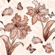 Parrot Tulips seamless floral background in beige colors