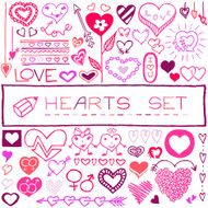 Hand drawn set of hearts and arrows N2