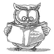 Wise Owl Reading Book Drawing