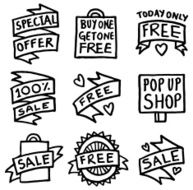 Hand drawn shopping icon set