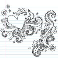 Hand-Drawn Sketchy Heart Notebook Doodles